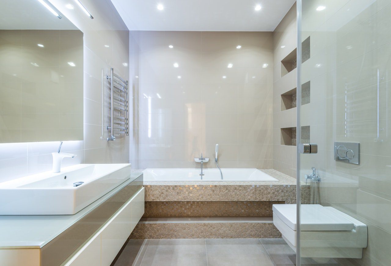 Interior of spacious bathroom in contemporary apartment